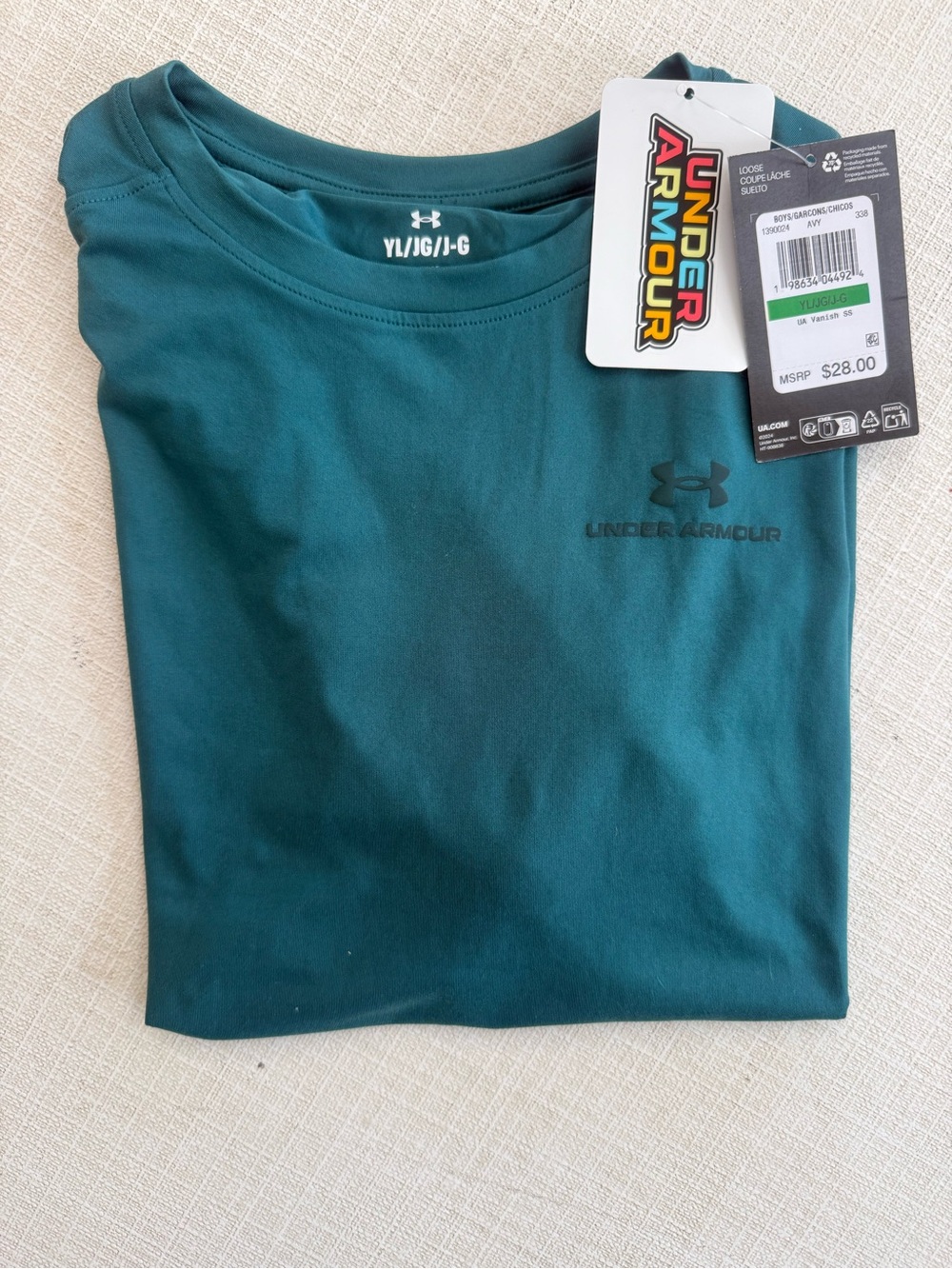 Under Armour youth large Teal Performance Short-Sleeve Tee